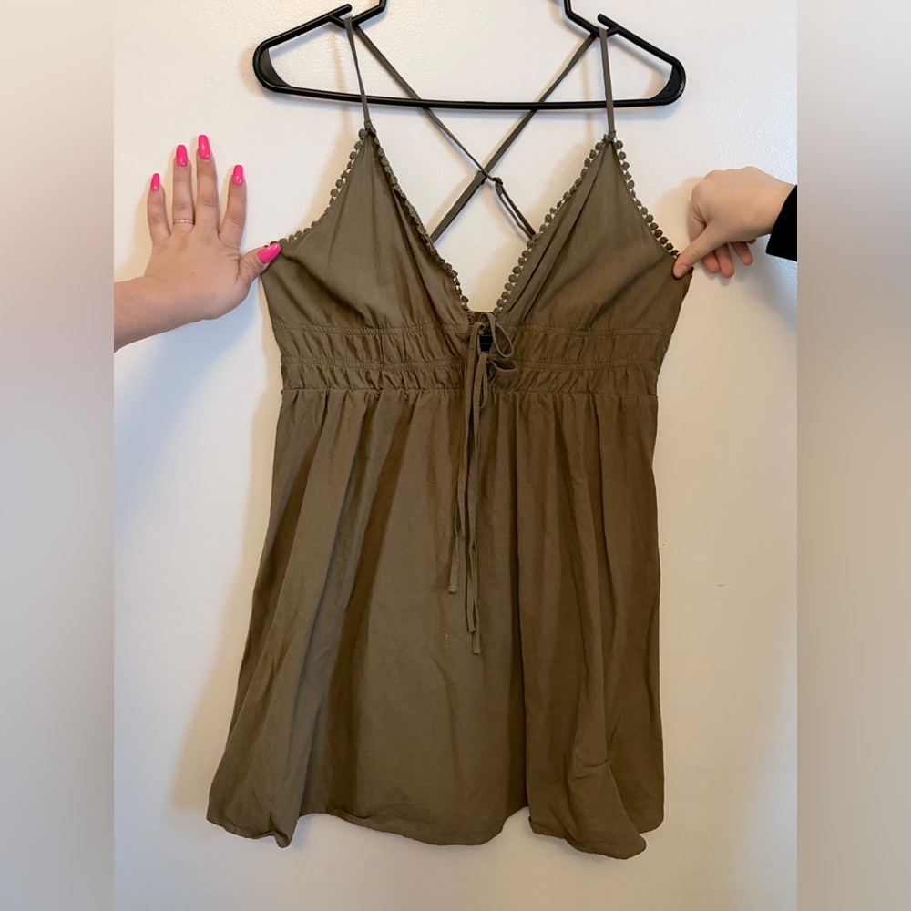 NWOT Olive Green Spaghetti Strap Sundress